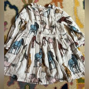 3T Pink Chicken Bohemian Horse Print dress